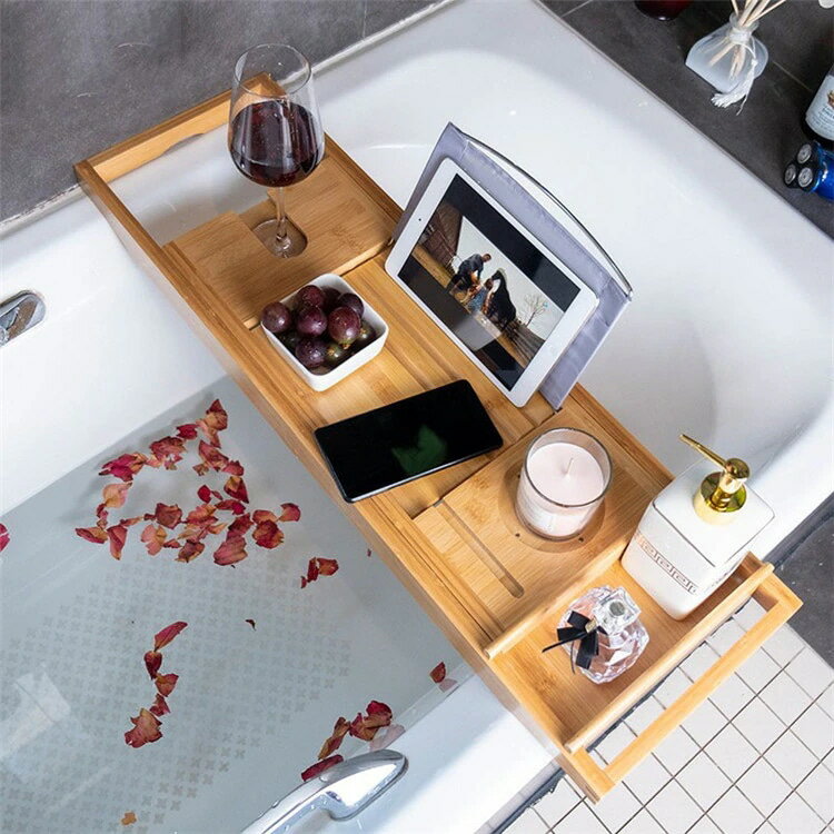 早い者勝ち 竹 バスタブ 棚 伸縮ラック 収納 滑り止め スタンド カジュアル クリエイティブ