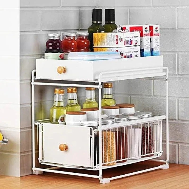 シンク下収納 シンク下スライドラック 調味料収納ラック スライド式 2段 組立簡単 省スペース ステンレ..