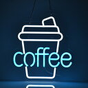 ネオンサイン COFFEE コーヒー 多階段調光可 LED カフェネオンライト店看板 店舗インテリア レストラン ホテル 喫茶店 café 珈琲館 ネットカフェ用サイン 店装飾 店内飾り ネオン管ライト USBパワード32*30cm