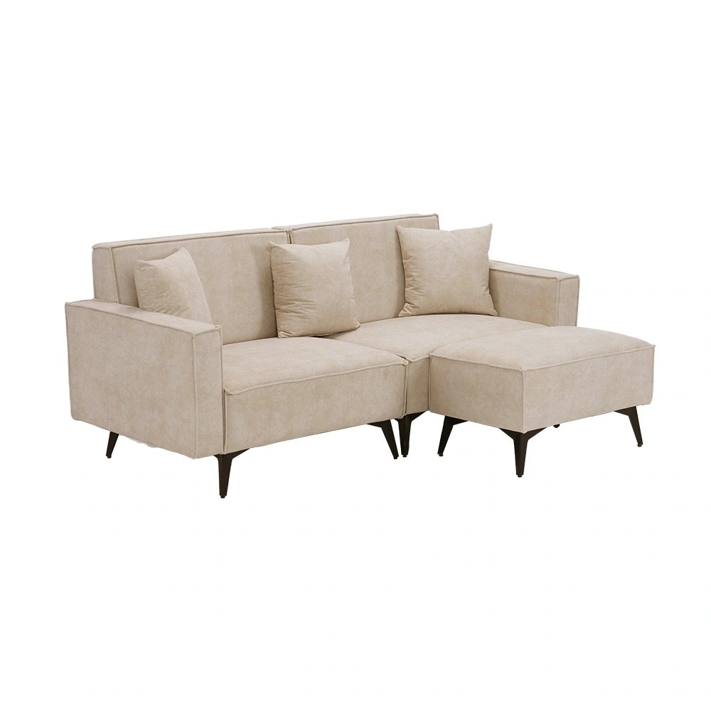 ソファー ソファ 3人掛け コンパクト カウチソファー オットマン付き コーナーソファー L字型 リビング..