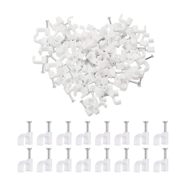 コード止め プラスチック10mm 100個 壁 アンテナ線5C用 Suptopwxm ケーブルステップル 釘止めタイプ