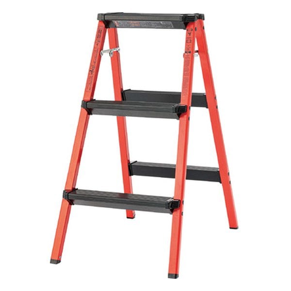 ステップスツール3段 レッド 幅44×奥行き64×高さ79cm