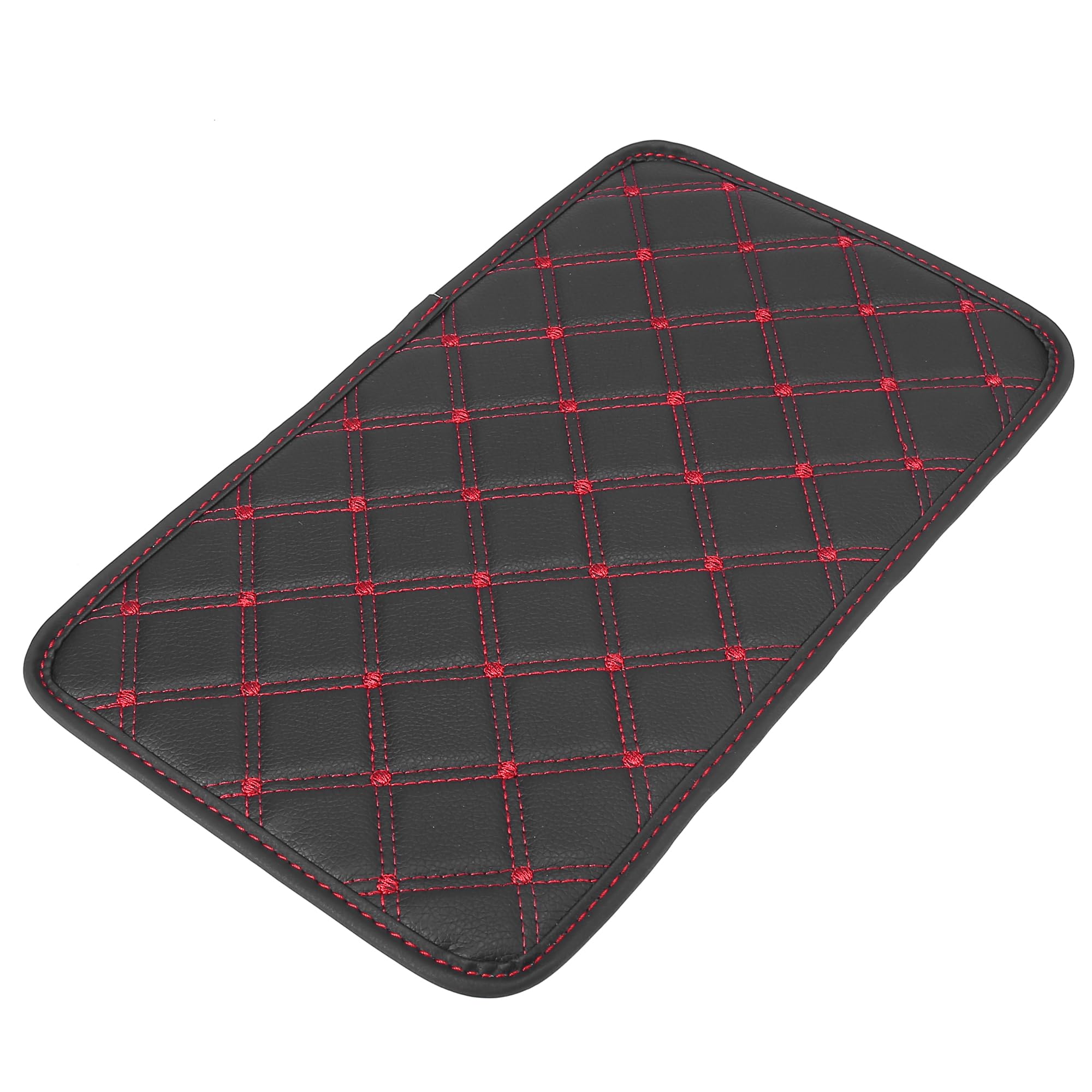 T車のアームレストカバー センターコンソールアームレストパッドクッション ユニバーサル ブラックレッドライン 33x20 cm