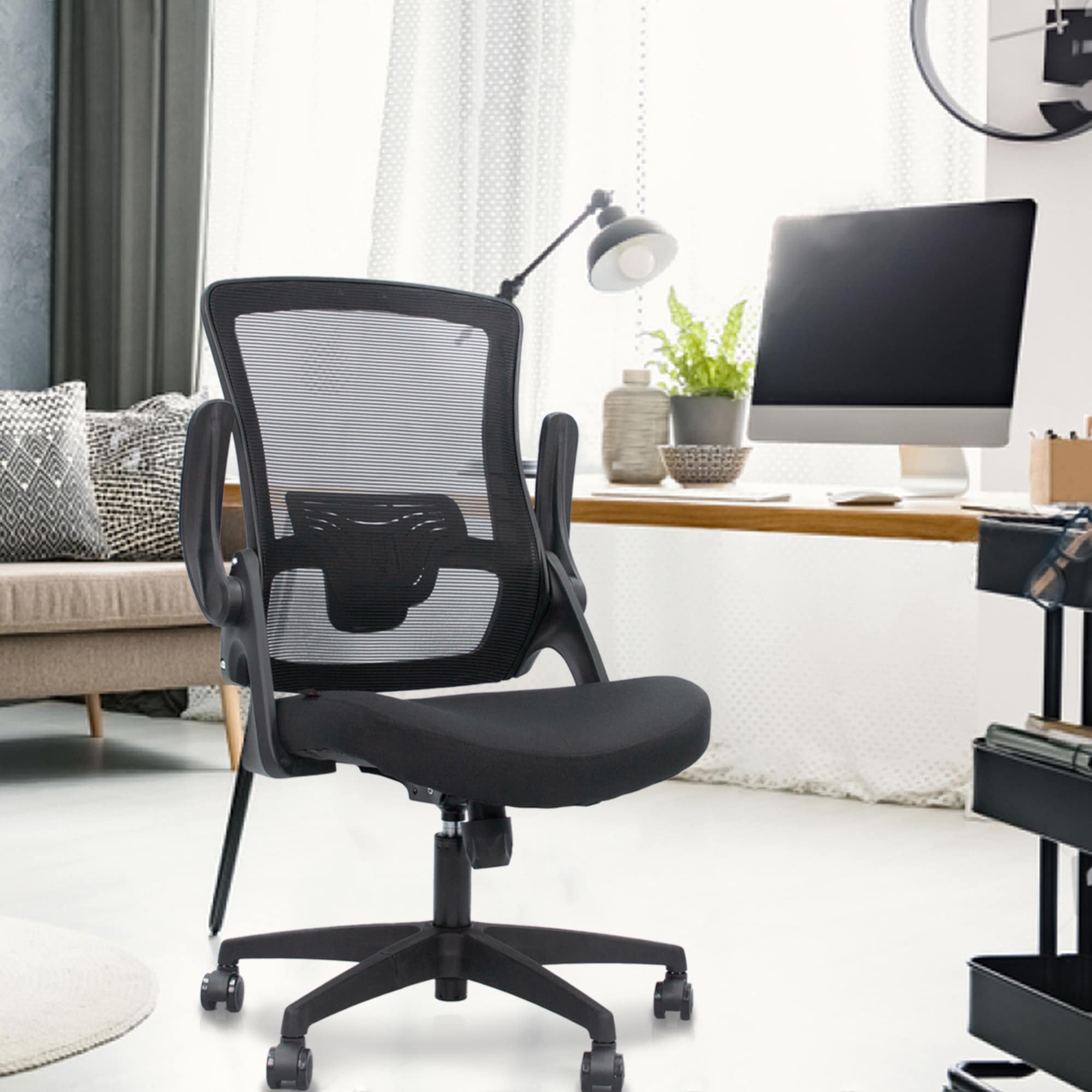 オフィスチェア メッシュチェア デスクチェア 事務椅子 通気性 人間工学 PCチェア 跳ね上げ式 アームレ..
