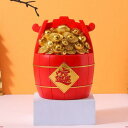 家の装飾のための樹脂貯金箱マネーバッグの形の置物赤11x14cm