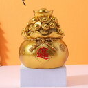 家の装飾のための樹脂貯金箱マネーバッグの形の置物ゴールド11x13cm