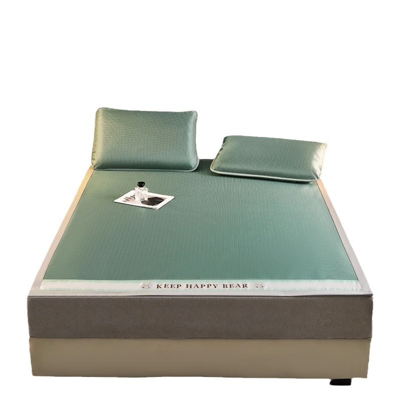 A類母子級氷シルク涼席3点セット家庭用夏涼席折りたたみ夏冷感シート 90*195/120*195cm 2点セット（カバー+マット）