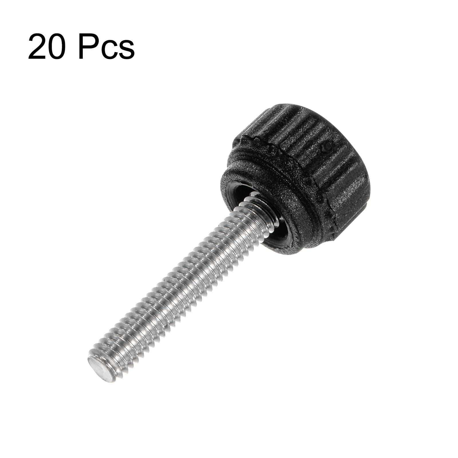 20個 ローレットクランプノブ サムスクリュー M4 x 20mm メトリックオスネジ 13 mm 304 ステンレススチールスタッド 手ネジノブ サムスクリューハンドル 黒