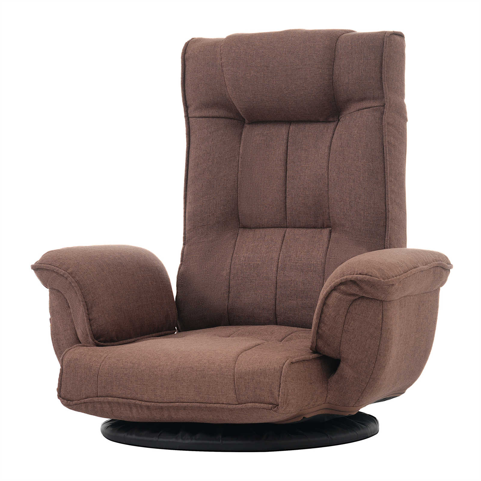 回転式座椅子 ハイバック座いす リクライニング 肘掛け1人掛けソファー フロア リラックスチェア 折り..