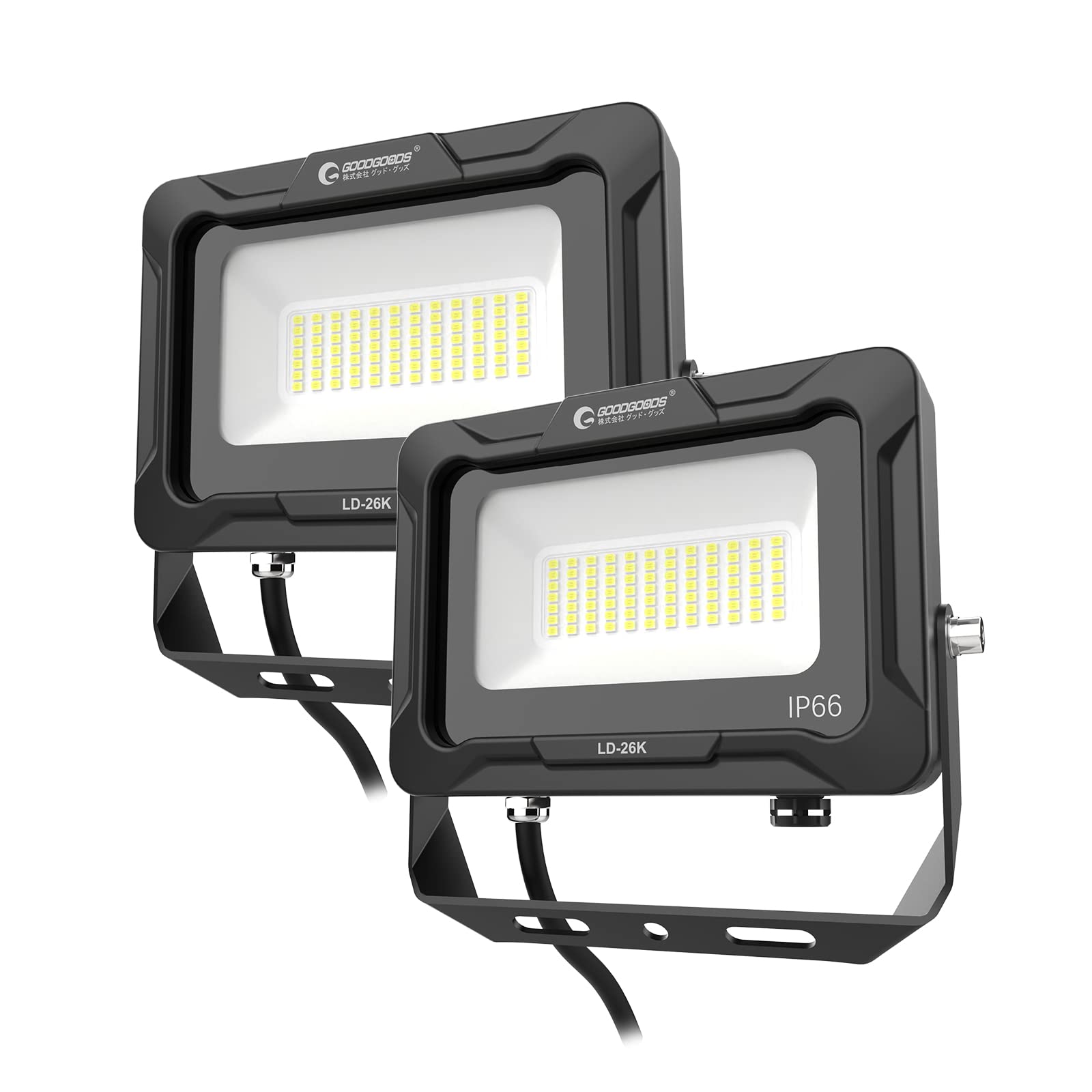 二個セット グッド・グッズ 20W LED 投光器 IP66 防水 昼白色 100V対応 ledライト ワークライト 高輝度 省エネ 120°広角照明 フラッド...