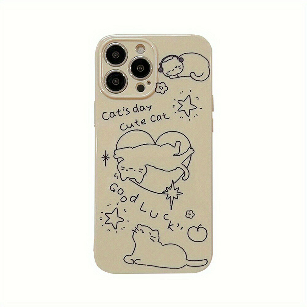 IPhone 15/14/13/12/11シリーズに適したユニークでミニマリストなスタイルの猫シリコン製のケース