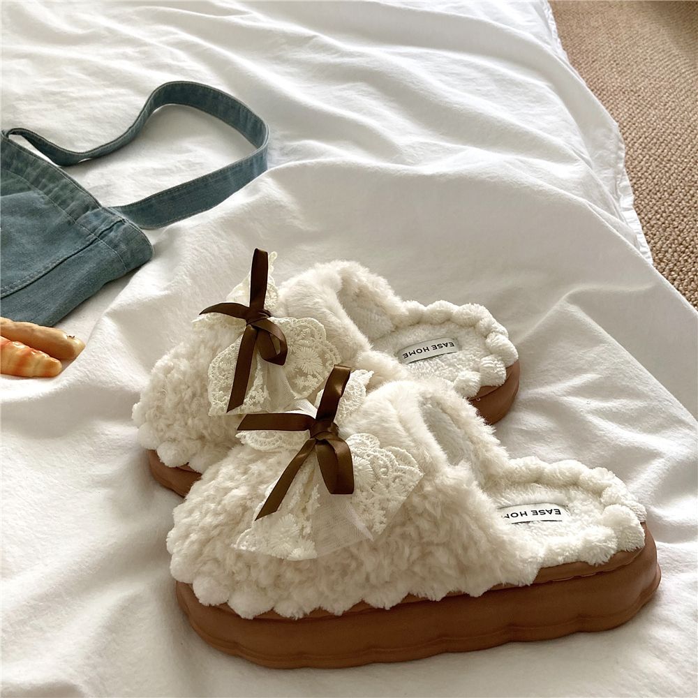 雲の底 Ins少女心蝶ネクタイかわいい毛羽女性冬保温外滑り止め綿潮