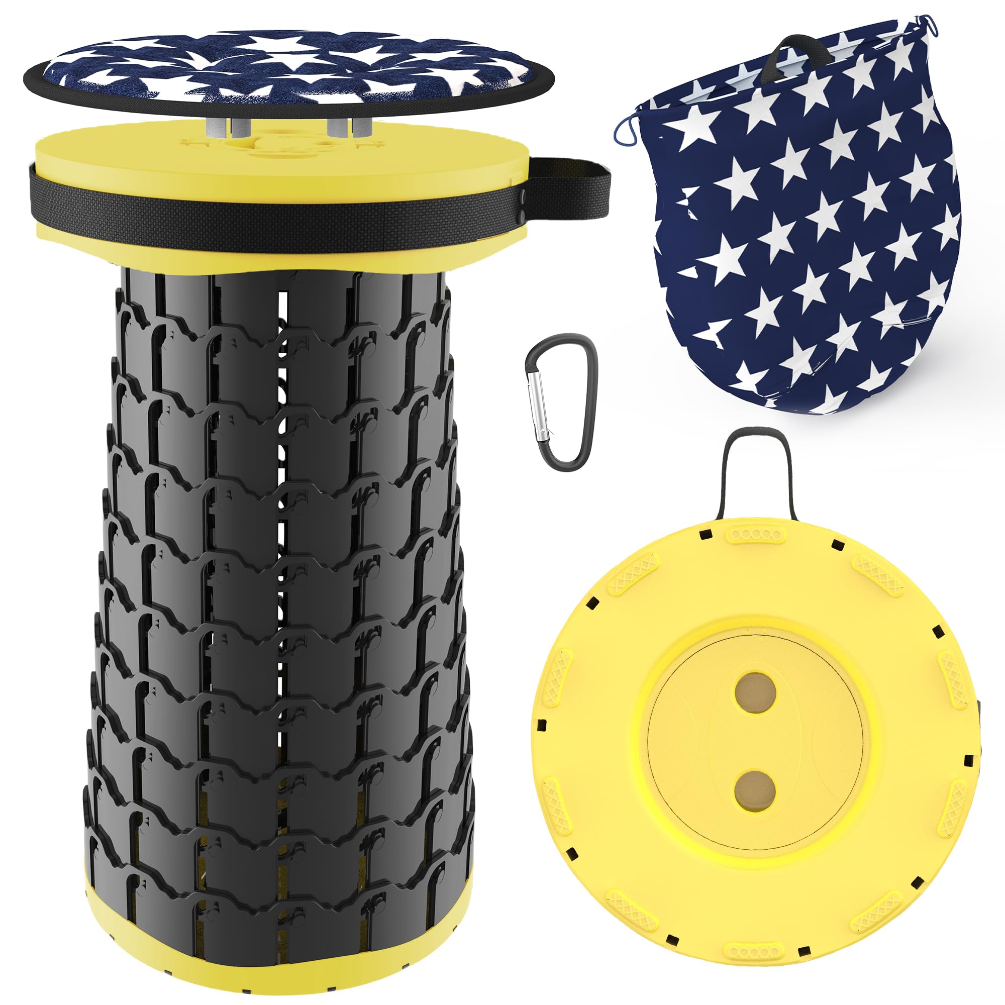 折りたたみ 椅子 折り畳み椅子 おりたたみいすポタブル椅子チェア キャンプ椅子 伸縮スツール 高さ調整 可能 軽量 コンパクト クッションつき 収納バッグ カラビナ付き 持ち運び 便利 アウトドア キャンプ 旅行 ハイキング 登山