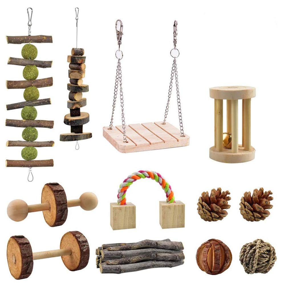 12 個のハムスターの咀嚼のおもちゃ木のおもちゃウサギスナネズミ小型ペット咀嚼と再生運動歯ケア