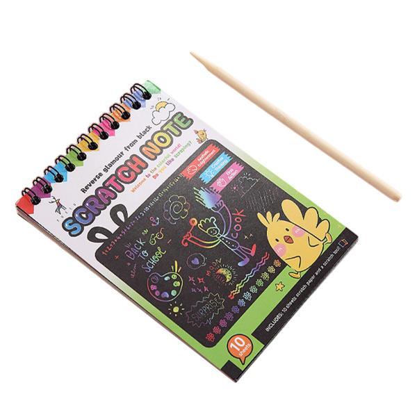 スクラッチペーパー ノートブック クリエイティブギフト ペン付き スクラッチペインティング 子供用 おもちゃ ゲーム グリーン