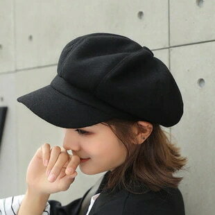 純色の毛は八角帽子のベレーかぼちゃ新聞童帽子倫日系復古ネットレッドブーム