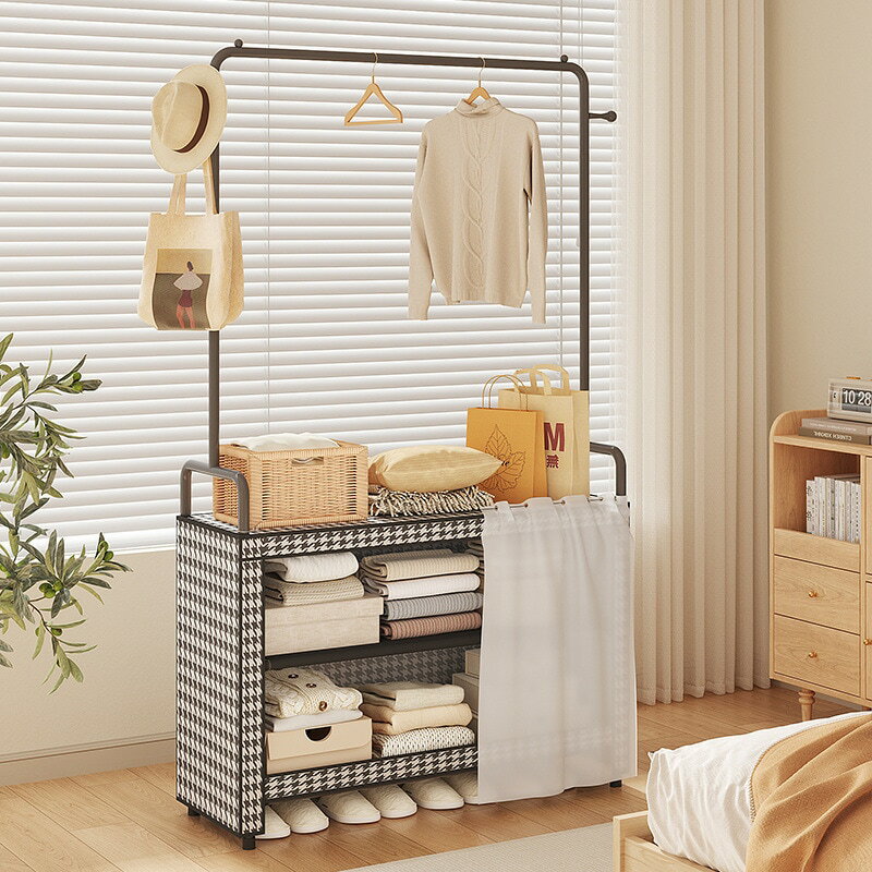 コートラック屋内床置きシンプル洋服ハンガー大胆なスタイル寝室洋服ハンガー多機能防塵衣類収納ラック