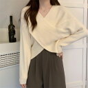 本日の限定商品秋 冬新作ホワイトショット丈セーターVネックニットカーディガントップス秋服 ロングtシャツ レディース 長袖 ロンT ロングTシャツ