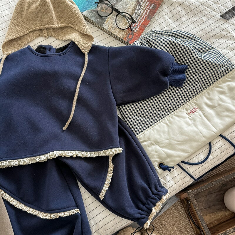 2024秋冬服子供服韓国版加絨衛衣衛ズボンセット女の子男の子2点セット裏起毛子供服 女の子 セットアップ 子供服 男の子 セットアップ