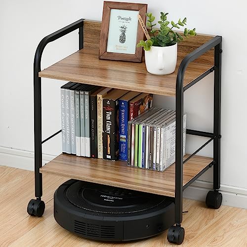 ラック キャスター付き 2段 カラーボックス用収納ボックス対応 ロボット掃除機が通れる 棚 幅42奥行27.5高さ48 組立品 オーク YZCR-2(OAK/BK)