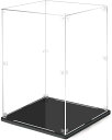 フィギュアケース アクリルケース 高強度接続構造 より頑丈 両用台座 大型 コレクションケース 組み立て簡単 防汚れ 手袋( 台座黒+ミラー付き台座, 幅25x奥行25x高さ35cm)