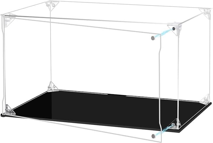 フィギュアケース アクリルケース マグネット式 磁石付き前扉 高強度接続構造 コレクションケース より頑丈 組み立て簡単( 台座黒+磁石付き前扉, 幅30x奥行20x高さ15cm)