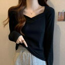 オーバーサイズのアンダーシャツ 秋冬太りの妹 気質がやせて見える うちばり 正肩長袖 Tシャツ 上着(4)