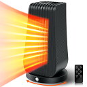 電気ファンヒーター 小型 Eco恒温機能 大風量 1200W 左右首振り 2段階温度調整 タッチスクリーン リモコン付 タイマー設定可 電気ストーブ 転倒自動オ...