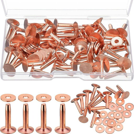 銅リベットとバリの50セット、革ベルトウォレット、革銅リベット、革DIYクラフト用品(9/16インチ) 銅リベットとバリの50セット、革ベルトウォレット、革銅リベット、革DIYクラフト用品(9/16インチ)