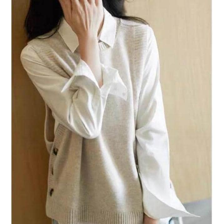 ニットベスト レディース 春 秋 冬 ベストセーター ノースリープ 無地 ニットベスト カジュアル 韓国風 ゆったり 通勤 着痩せ 体型カバー 春秋服