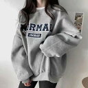 パーカー ゆったりスウェット スウェット あったかルームウェアグレーのキャップなしクルーネックにスエードのパーカー女性ゆったりミディアム秋冬厚めbfけだるい長袖...