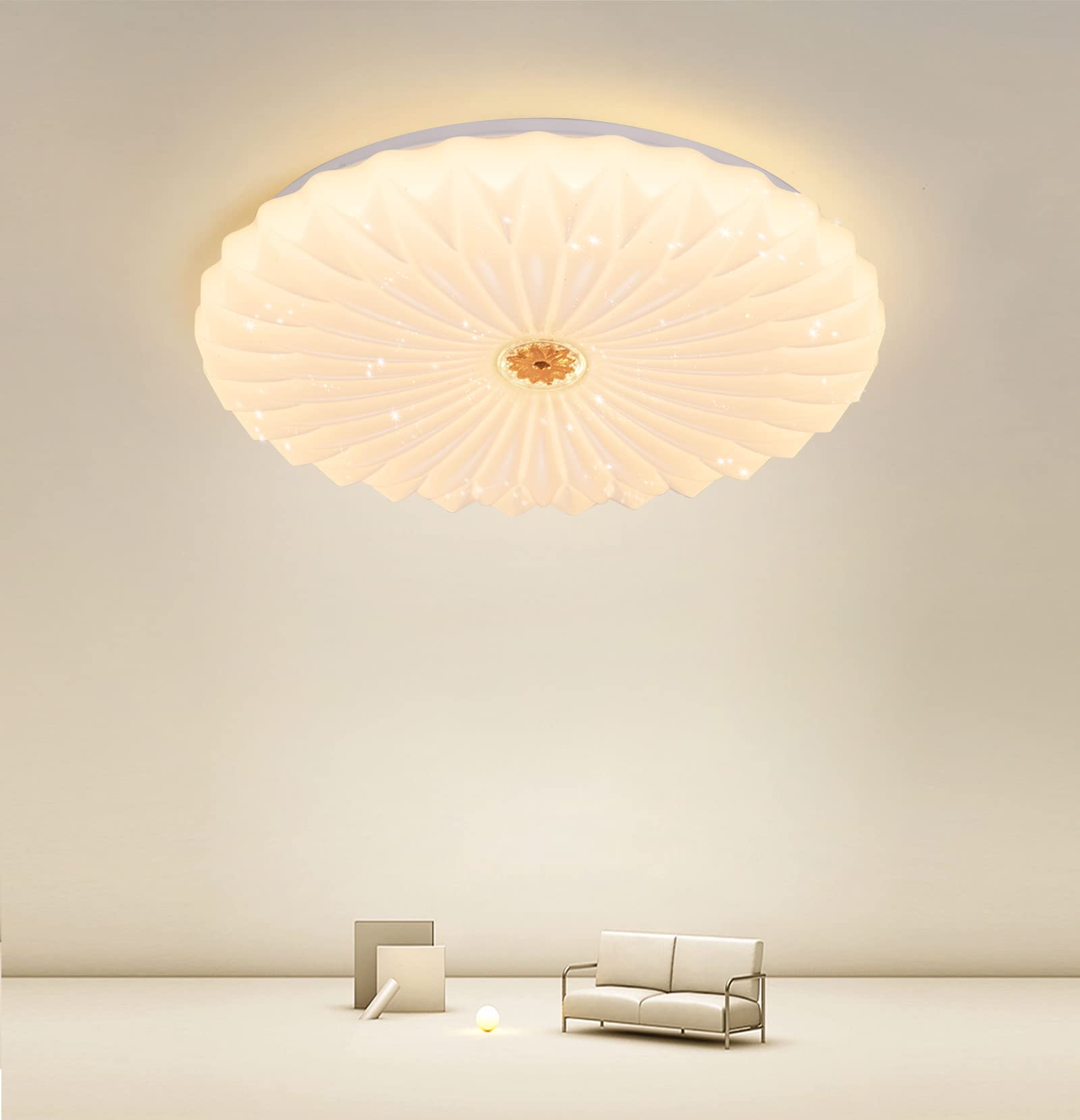 LED シーリングライト 心に咲く蓮の花 星空効果 10~12畳~4200lm 調光タイプ 照明器具 3段階調色 天井照明 リビング 居間 食卓 寝室 子供部屋 廊下 おしゃれ 室内照明 リモコン付き スリープタイマー設定