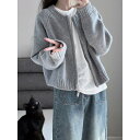 ファッション レトロ ニットカーディガン ショート丈セーターコート婦人服 秋冬 ゆったり厚手ジッパーカーディガン 長袖 ニットトップス