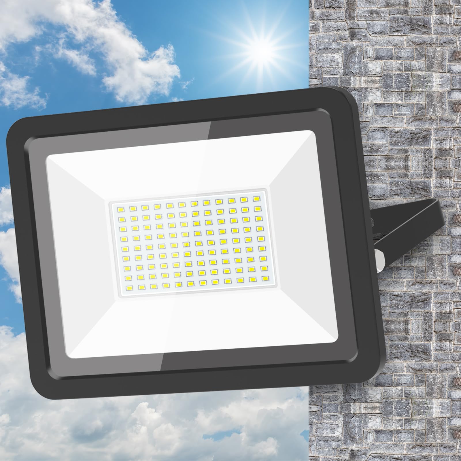 LED投光器 100W 13000LM ledライト 屋外照明 IP66 防水 豪雨対応 作業灯 100V対応 アース付きプラグ PSE認証済 灯光器 高演色Ra85以上 外灯 高輝度 省エネ 120°広角 看板灯 駐車場 ガレージ 倉庫 BBQ 野外 工事用 日本語説明書