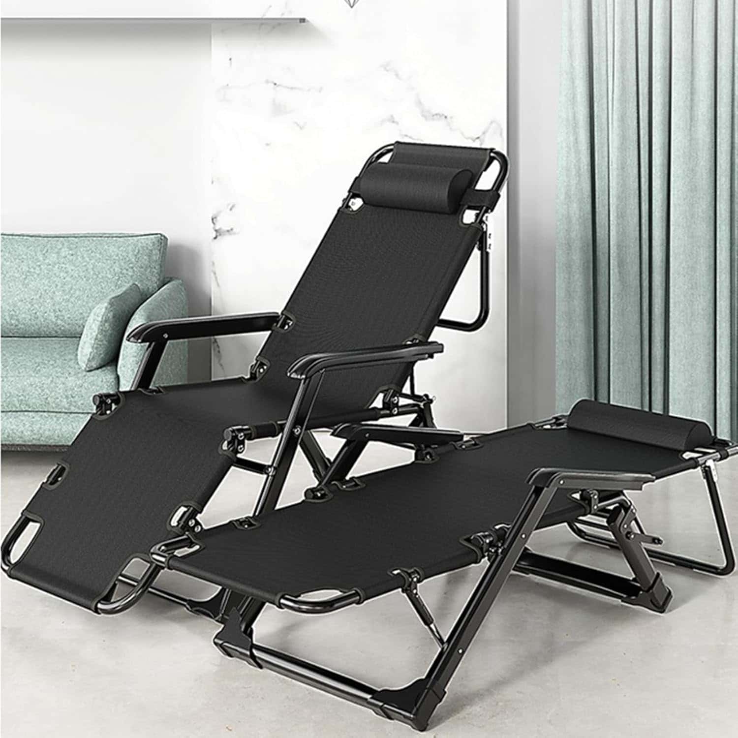 折り畳み リクライニングチェア 一人用 無重力リラックスチェア フットレスト付き 整い椅子 角度調整可 背付き 肘掛け 枕付き レジャーベッド バルコニー 日光浴 休憩 オフィス用