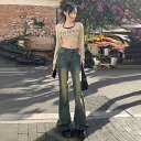 2024 初秋 デニムパンツ パンツ デニム ジーンズ ワイド ストレート ハイウエスト 脚長効果 美脚効果 細見え ウォッシュ加工 カジュアル おしゃれ かわ...