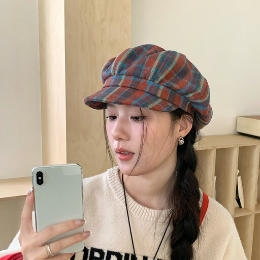 日系ファッション格紋大版雲輪ベレー帽は顔が小さい秋冬の新型毛が子供帽の八角帽の頭を報告している 日系ファッション格紋大版雲輪ベレー帽は顔が小さい秋冬の新型毛が子供帽の八角帽の頭を報告している
