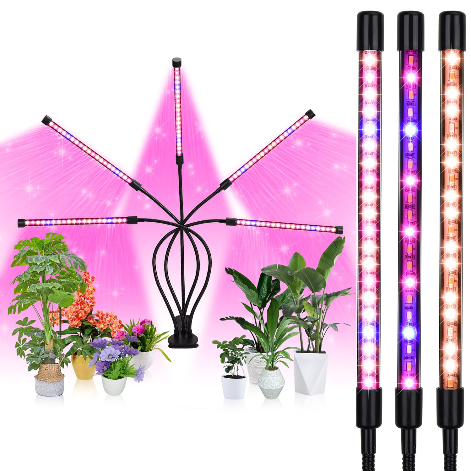 ライト LED 植物ライト 5ヘッド 室内栽培ランプランプ 定時機能 (3H / 6H / 12H) 5段階調光 360°調整可..