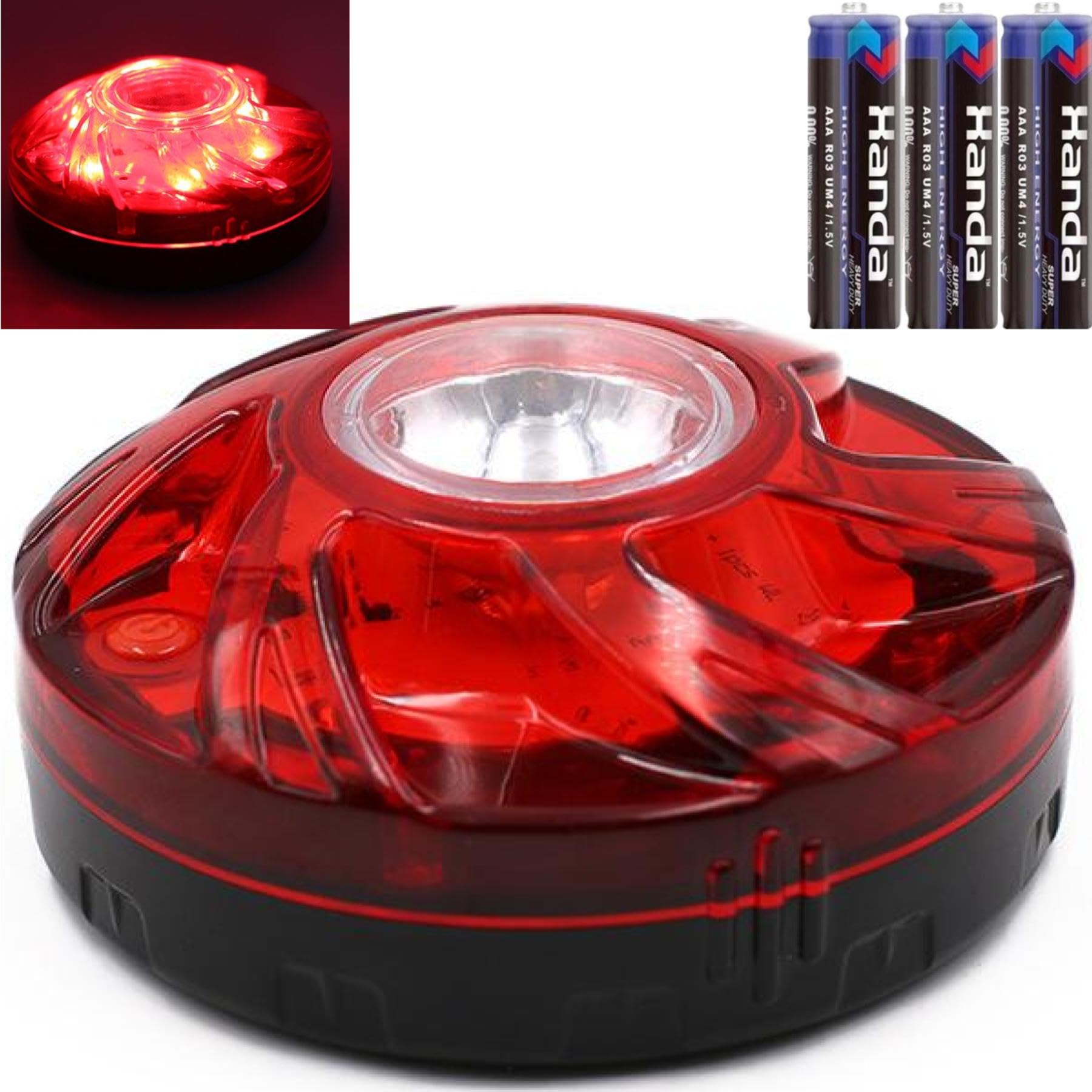 LED警告灯 マグネット式 非常信号灯 表示灯 赤色灯 防水 回転 点滅 フラッシュ T 赤 単3電池付き (2)