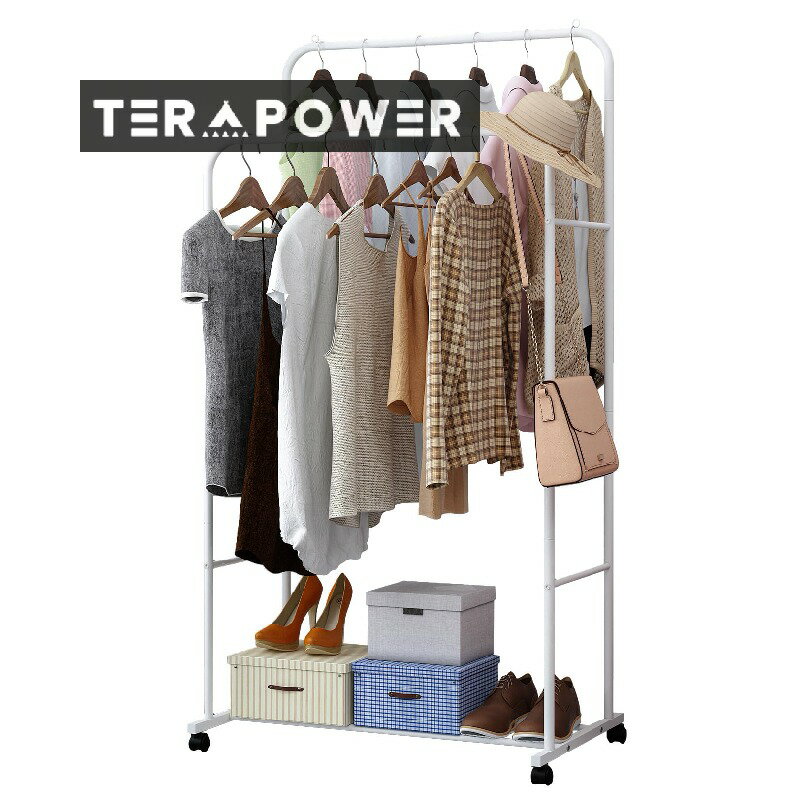 ハンガーラック 2段 パイプハンガー ダブル 洋服ラック キャスター付 白 大容量 服掛け スタンド おしゃれ パイプハンガー ラック 防サビ加工 棚付き 衣類 収納 室内物干し 幅80x高さ155cm