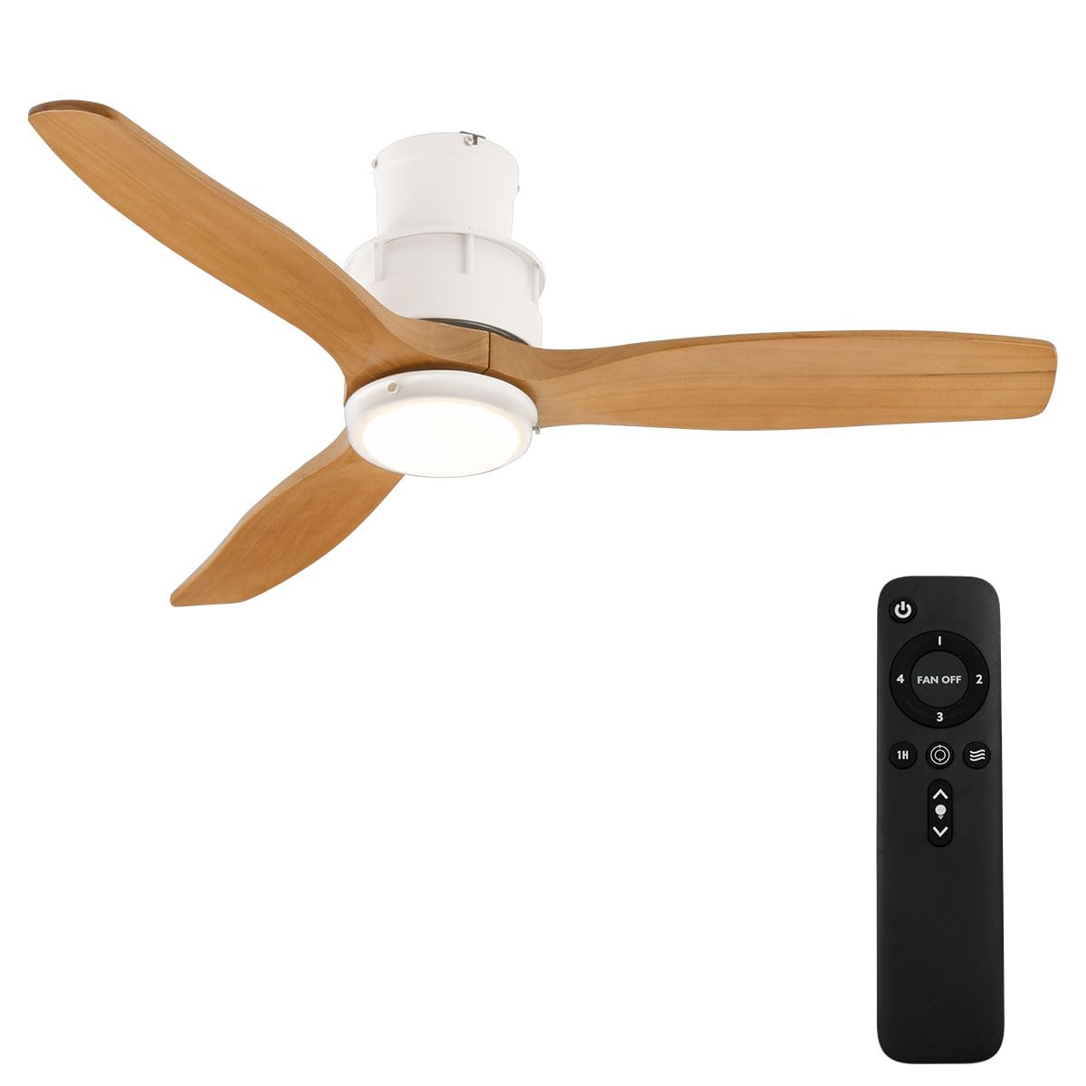 シーリングファンライト LED一体型 天然木 調光5段階 風量4段階 調節 DCモーター 静音 1灯 5畳 10畳 リ..