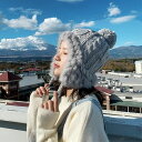 ファッション可愛いニット帽子耳あてニットキャップウサギの毛レディース秋冬保温防寒耳当て福袋