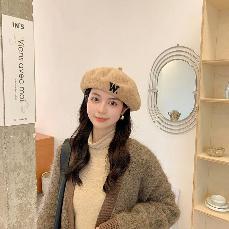 帽子を描く女の保温毛ねベレー帽甘英倫復古女蕾帽カボチャ帽3763