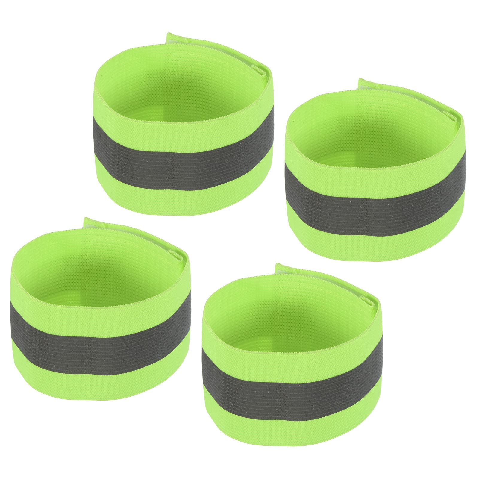 反射帯 腕 手首 足首 足 ストリップ 高い視認性 広い反射 ランニングギア サイクリング ランニング ウォーキング 250 x 50mm グリーン 4個入り