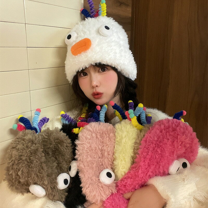 新型かわいいソーセージの口の毛の帽子の子供たちは頭の周りの保温毛糸の耳保護ニット帽に合わせている