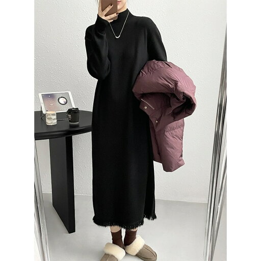 冬のワンピース 人気新作秋冬服レディースニットワンピースロング長袖ハイネックセーター韓国ファッションインナー肌にやさしい着痩せ効果ベーシックニット 冬のワンピース 人気新作秋冬服レディースニットワンピースロング長袖ハイネックセーター韓国ファッションインナー肌にやさしい着痩せ効果ベーシックニット