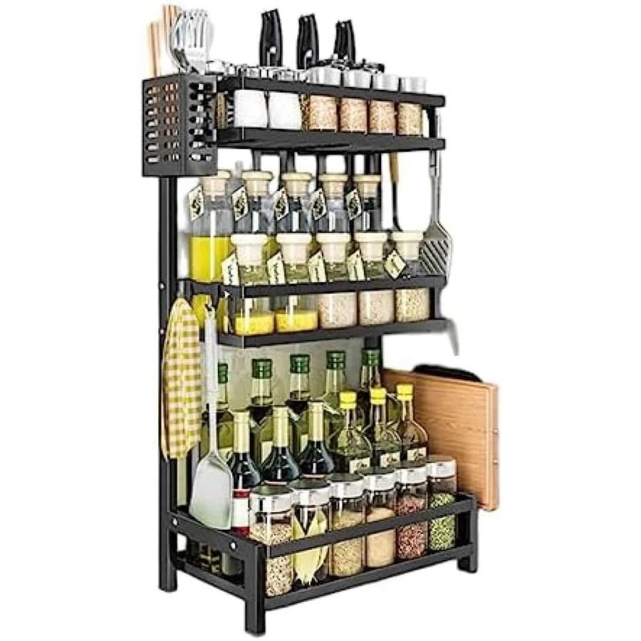 調味料棚 キッチン収納 2段3段 防汚 防錆 防油 組み立て簡単 大容量 ブラック