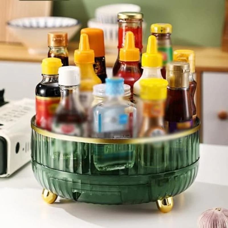 調味料ラック スパイスラック 調味料収納トレー 26cm 360度回転式 スパイスボックス 調味料ケース グリ..