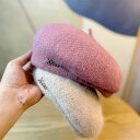 秋冬気質ベレー帽女性ショッピング保温ウサギ毛混紡ニット画家帽子甘い顔カボチャ帽