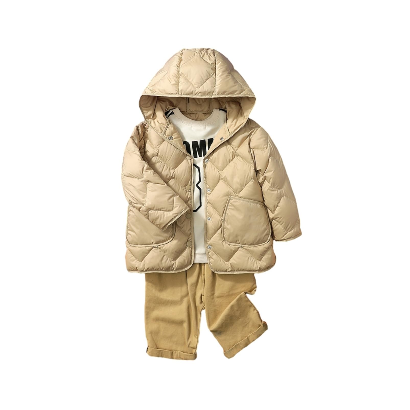 楽天エムーエムショップ子供ダウンジャケット ダウン85％ 秋冬 110cm ダウンコート 男女兼用 ベビー服 防寒防風 ショートコート 保温 上着 軽い おしゃれ カジュアル ジップアップ 普段着 通学 通園 雪遊び お出かけ アウター 贈物 ベージュ